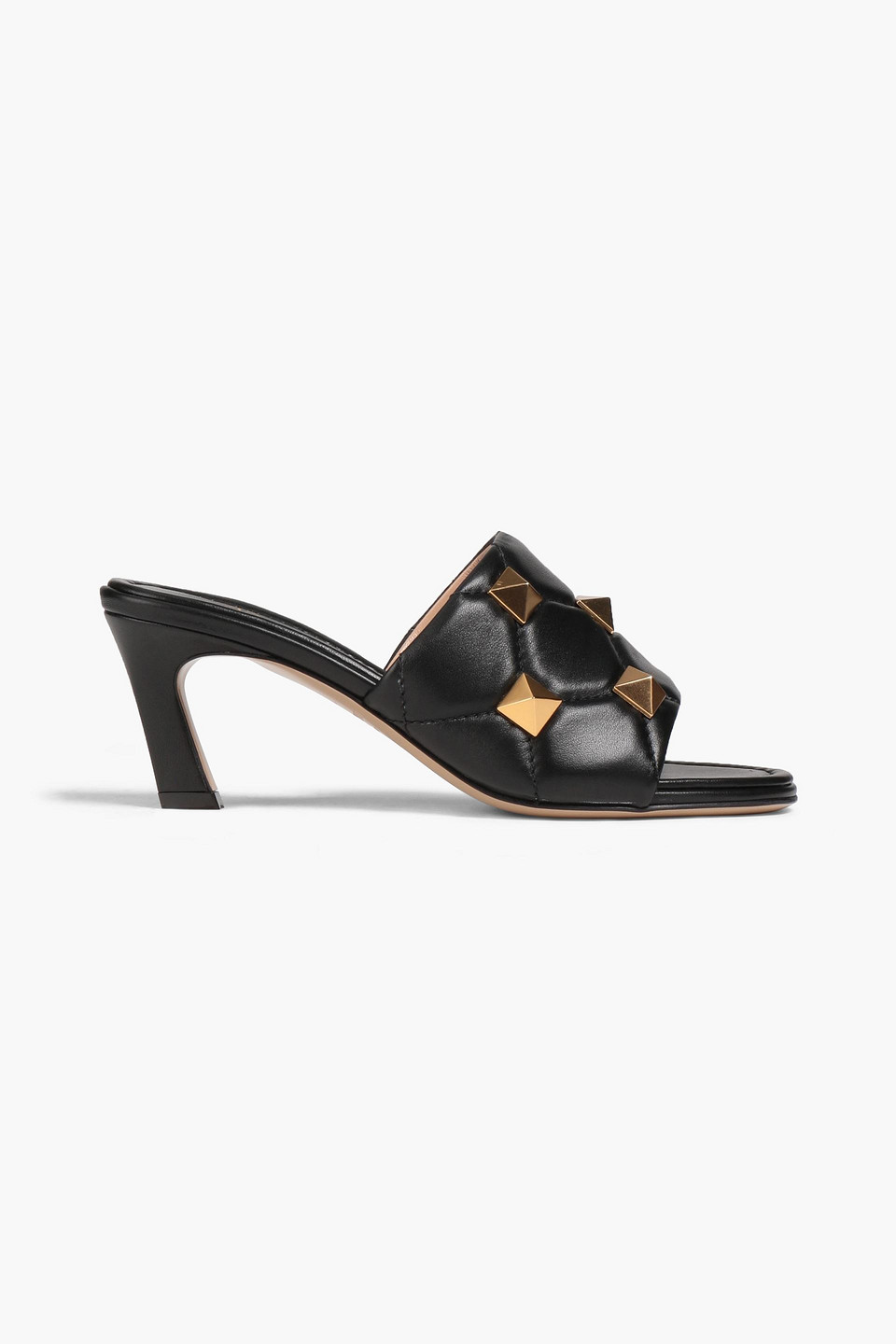 Valentino Garavani Roman Stud Quilted Slide Sandals In Black