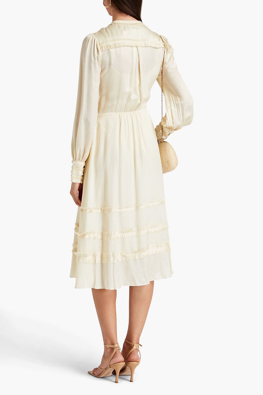TEMPERLEY LONDON فستان «ليلي» متوسط الطول من الساتان مزين بكسرات