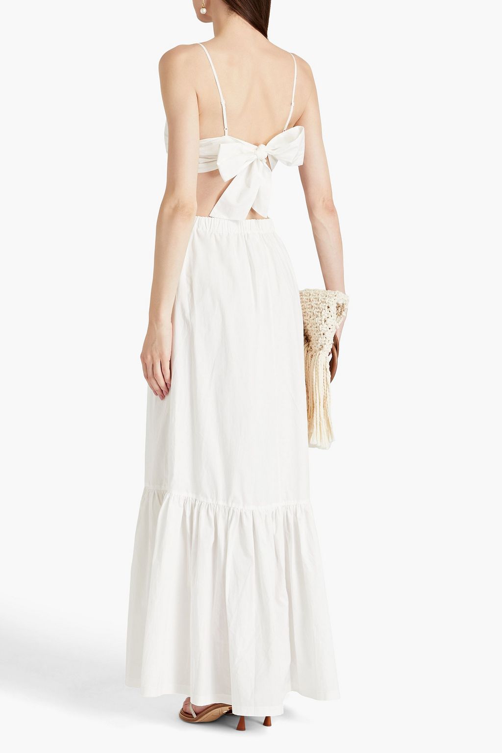SIMKHAI Kennedi cutout gathered cotton-poplin maxi dress