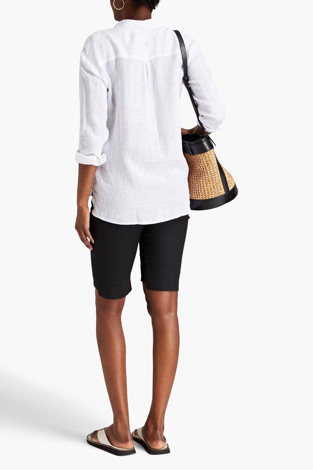 120% LINO Embroidered linen-gauze shirt