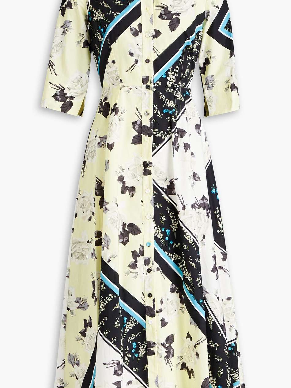 kasia pleated printed cotton-poplin midi shirt dress