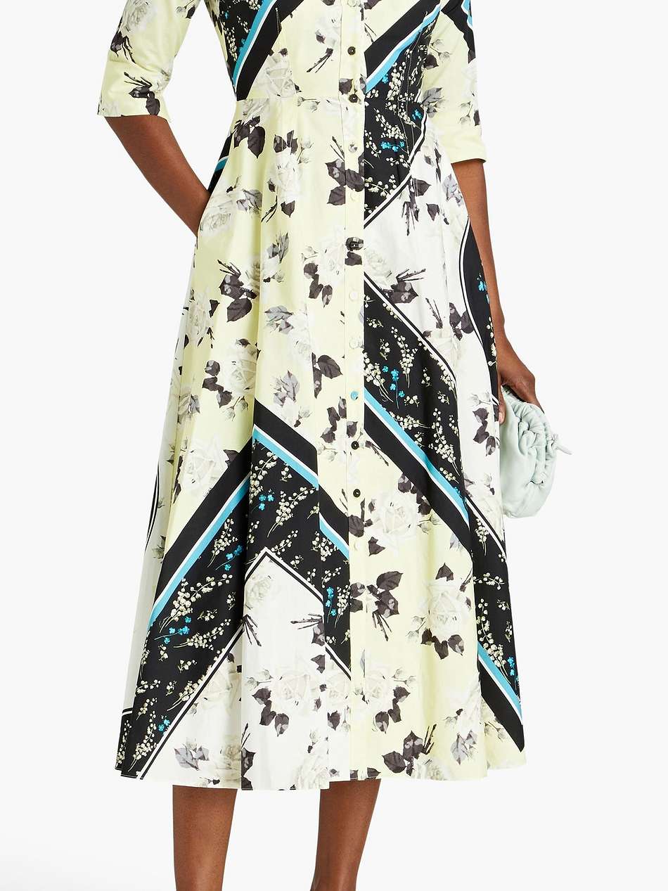 kasia pleated printed cotton-poplin midi shirt dress