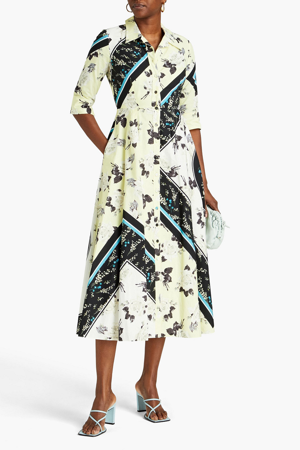 ERDEM KASIA PLEATED PRINTED COTTON-POPLIN MIDI SHIRT DRESS 3074457345633711621
