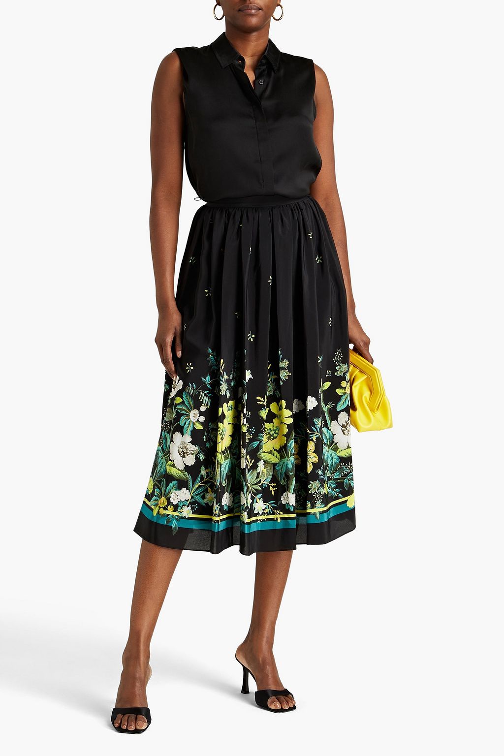 ERDEM Lanie floral-print silk crepe de chine midi skirt