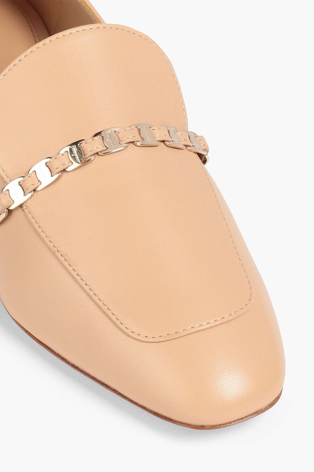 FERRAGAMO Tilos chain-trimmed leather loafers