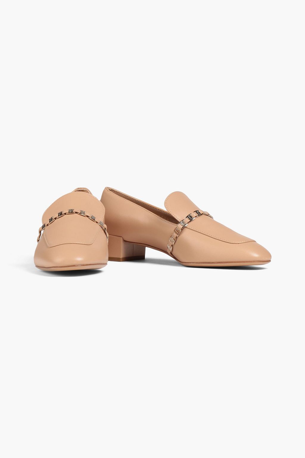 FERRAGAMO Tilos chain-trimmed leather loafers