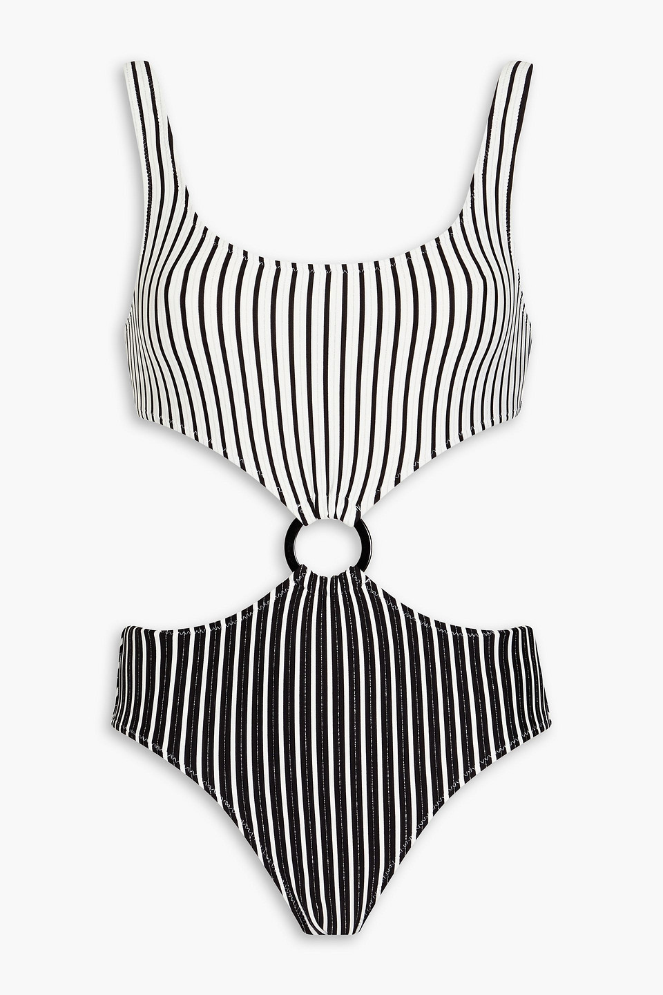 Solid & Striped Bailey Cutout Ring-embellished Swimsuit In Black