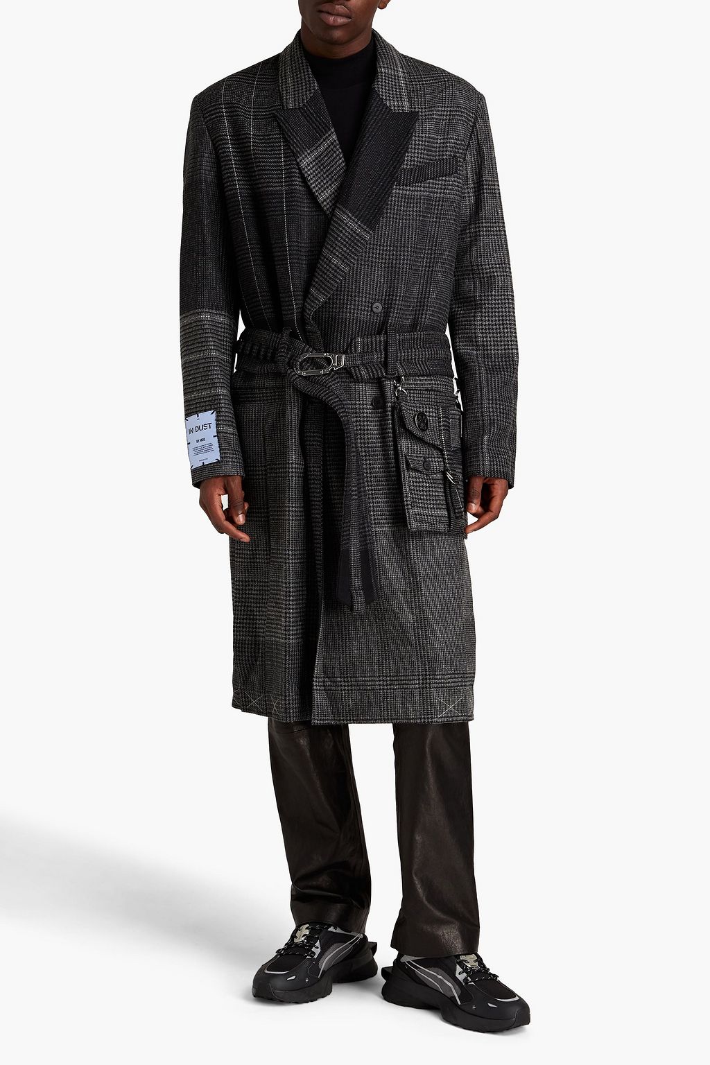 MCQ ALEXANDER MCQUEEN Appliquéd belted checked wool coat
