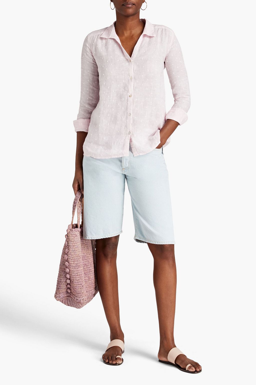 120% LINO Swiss-dot linen shirt