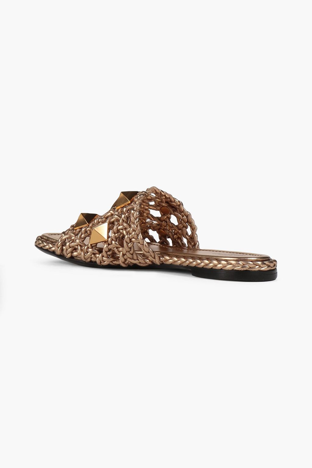 VALENTINO GARAVANI Roman Stud metallic woven leather slides