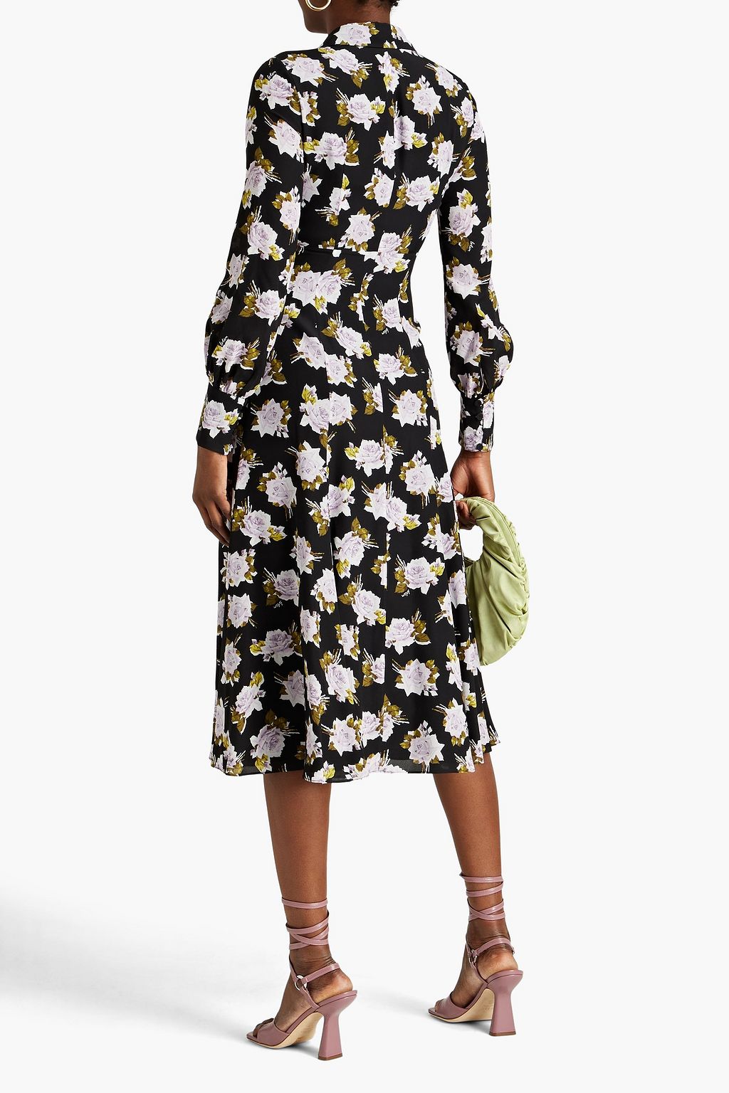 ERDEM Penley floral-print silk crepe de chine midi shirt dress