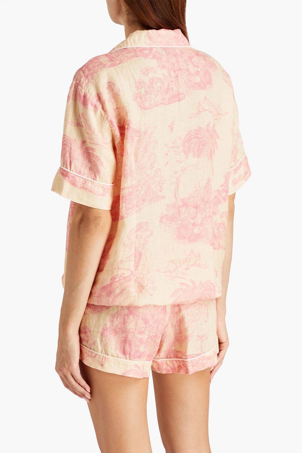 DESMOND & DEMPSEY Printed linen pajama set