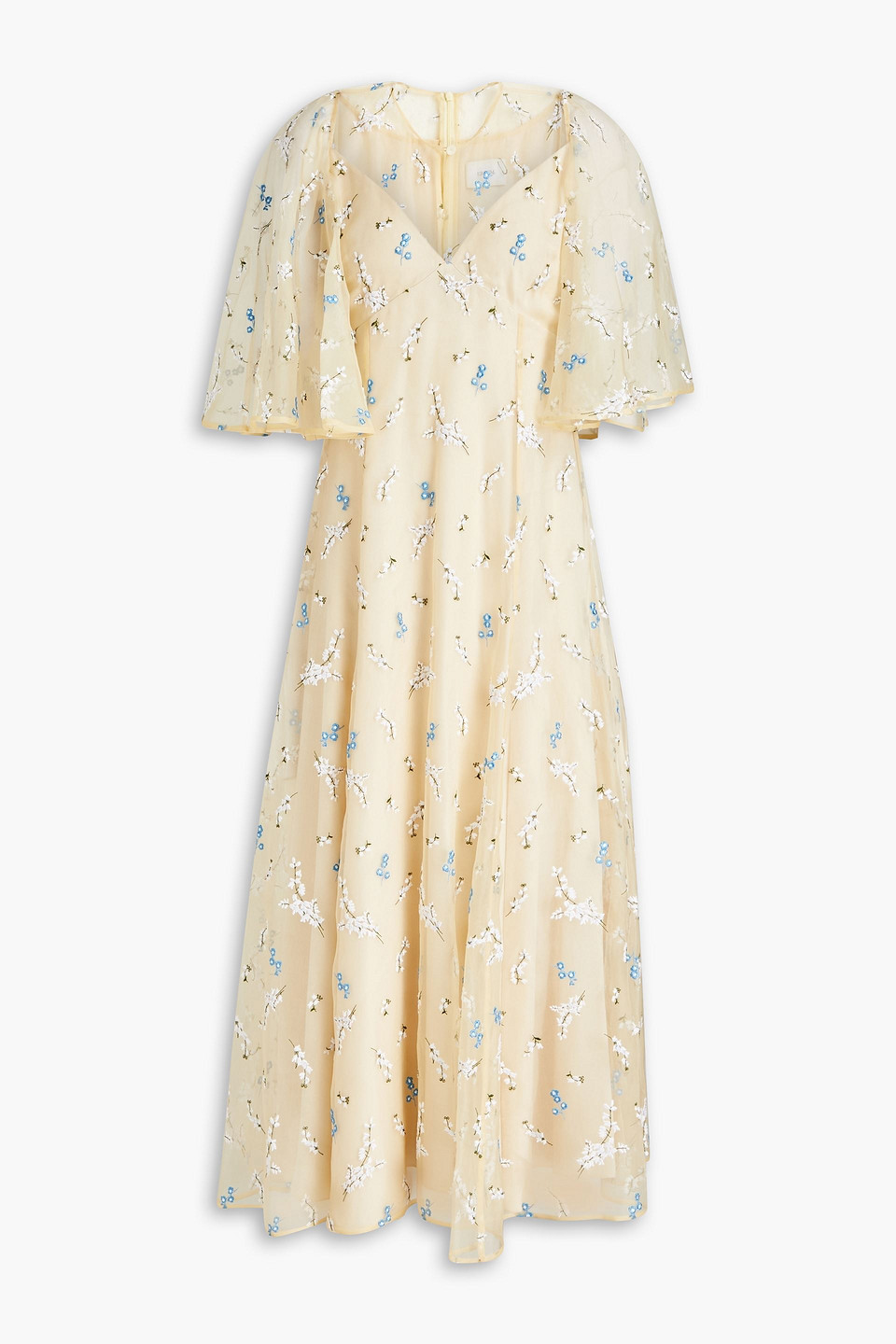 Erdem Alcie Embroidered Silk-organza Midi Dress In Cream