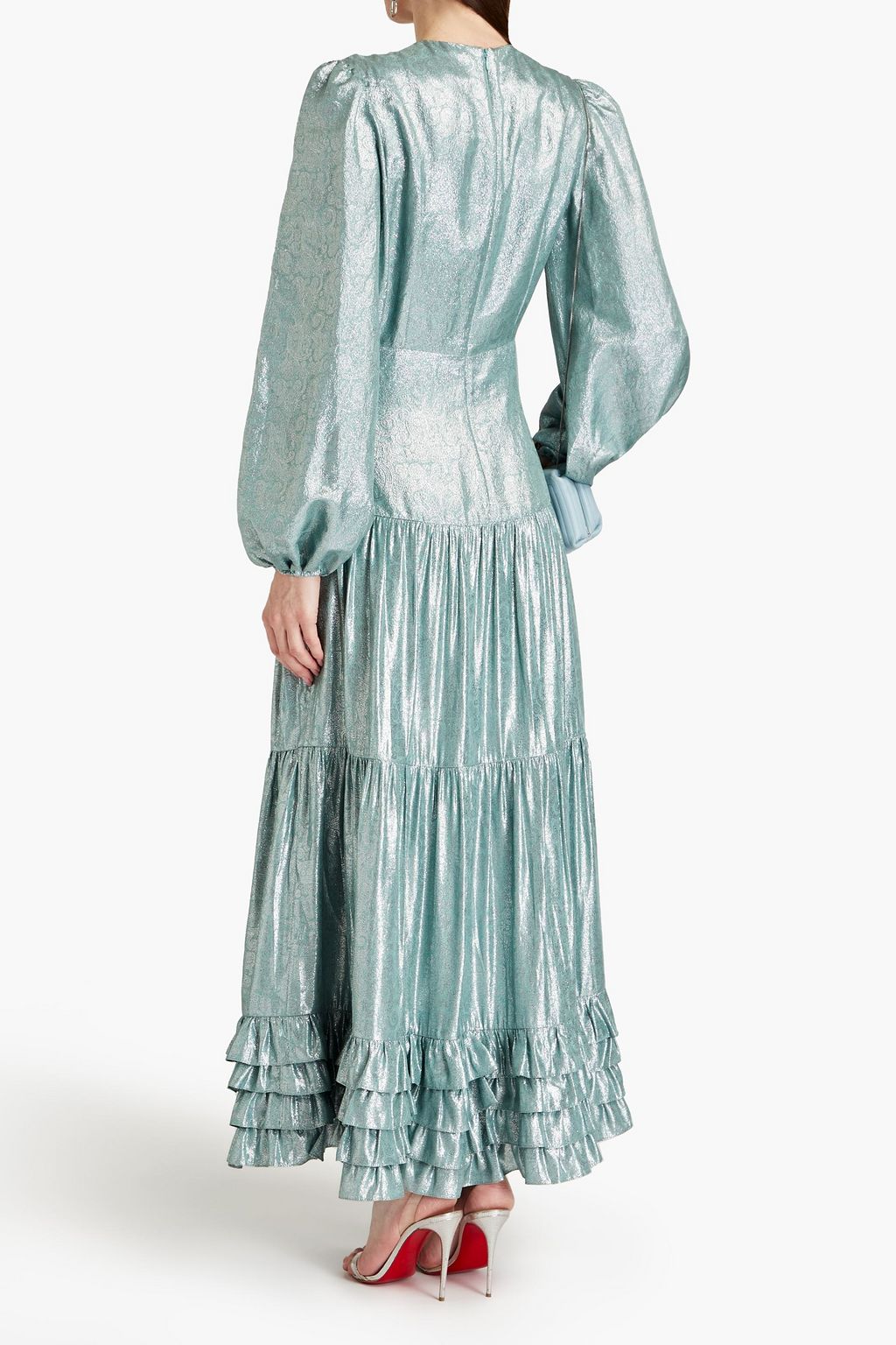 ERDEM Lucine gathered silk-blend jacquard maxi dress