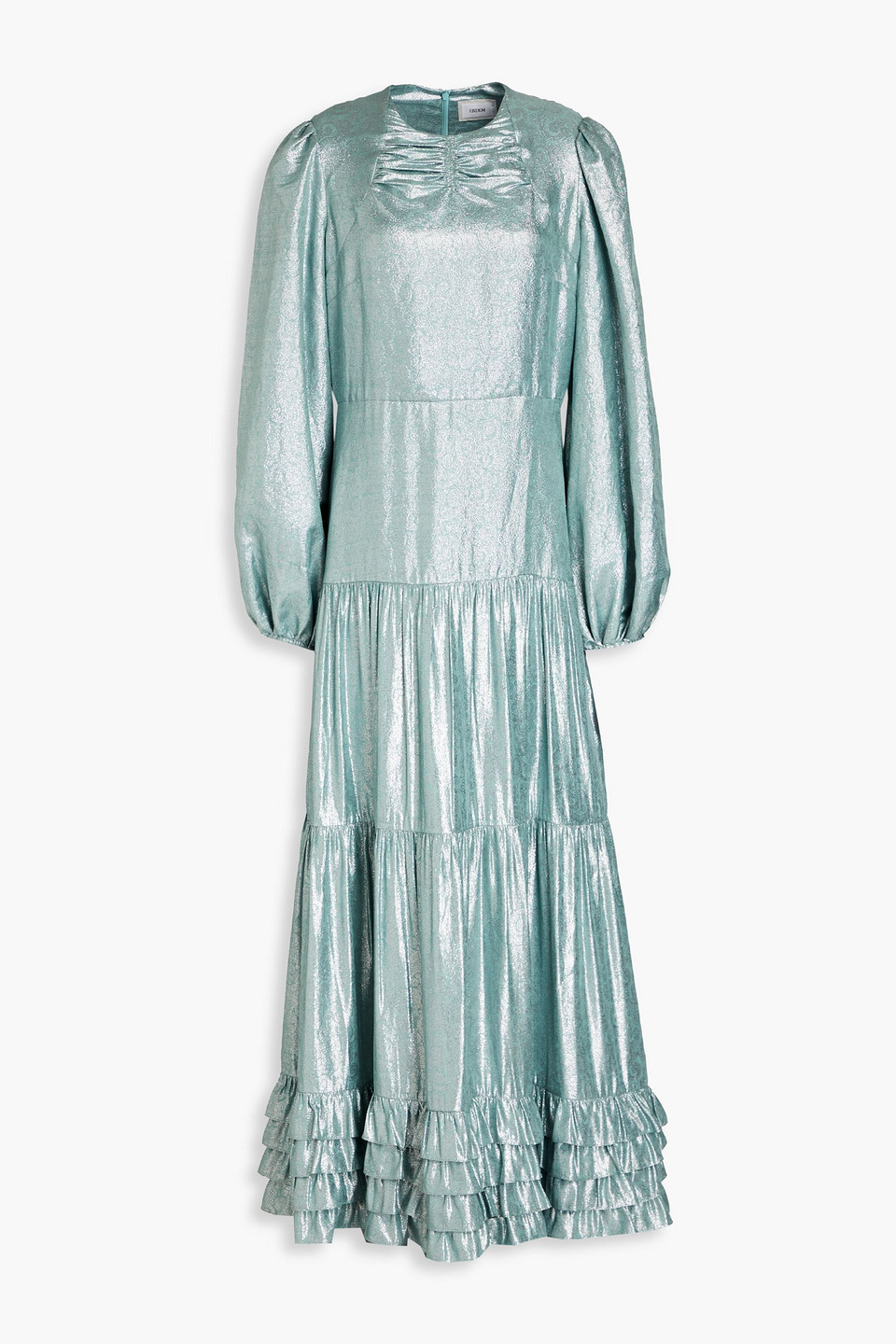 Erdem - Lucine gathered silk-blend jacquard maxi dress - Green - UK 14