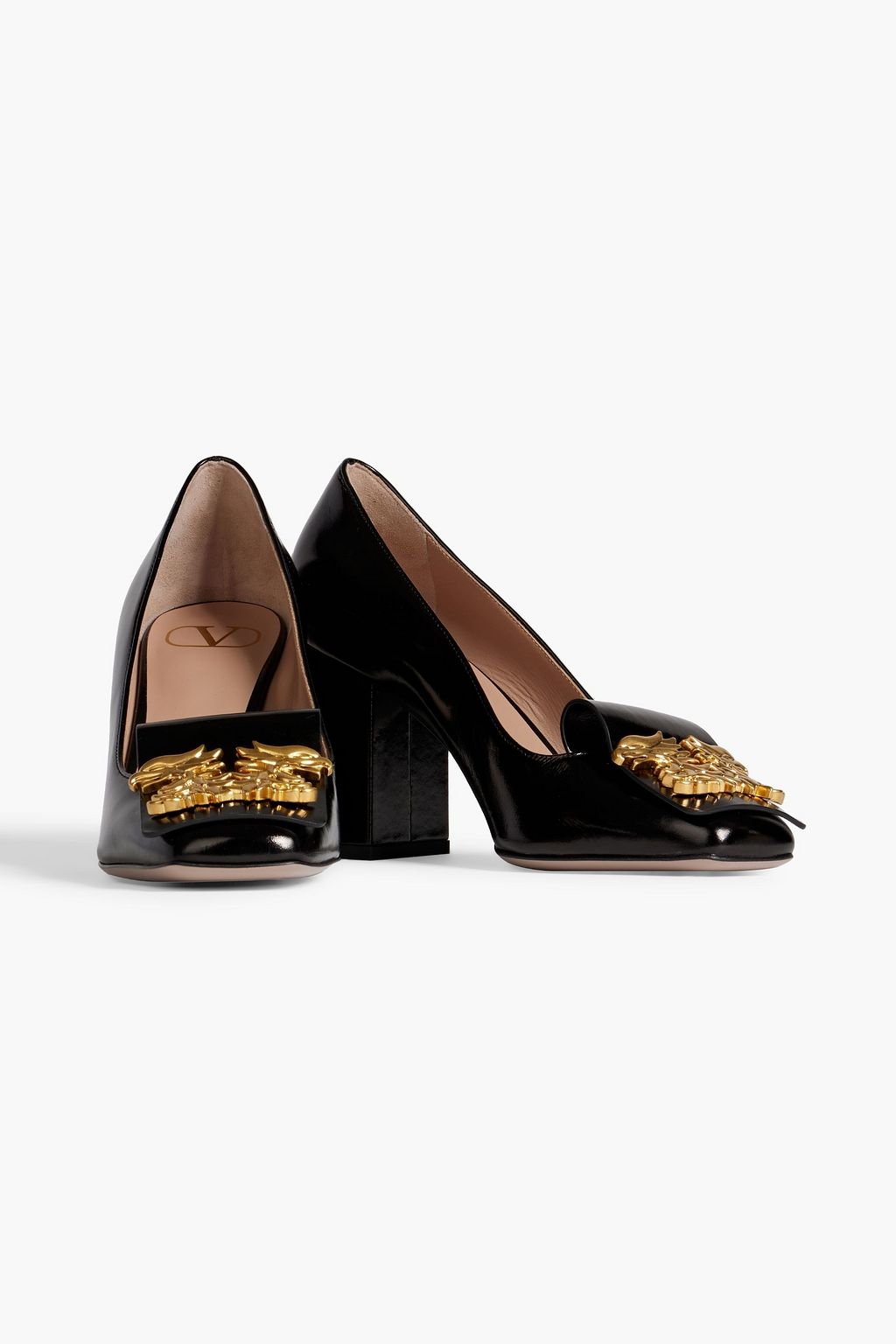 VALENTINO GARAVANI Maison Gryphons embellished suede pumps
