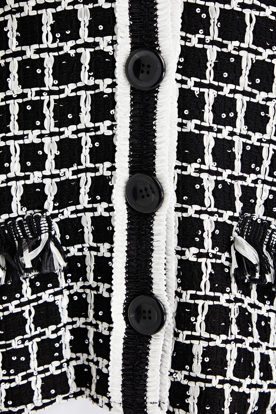 OSCAR DE LA RENTA EMBELLISHED CHECKED WOOL-BLEND TWEED JACKET