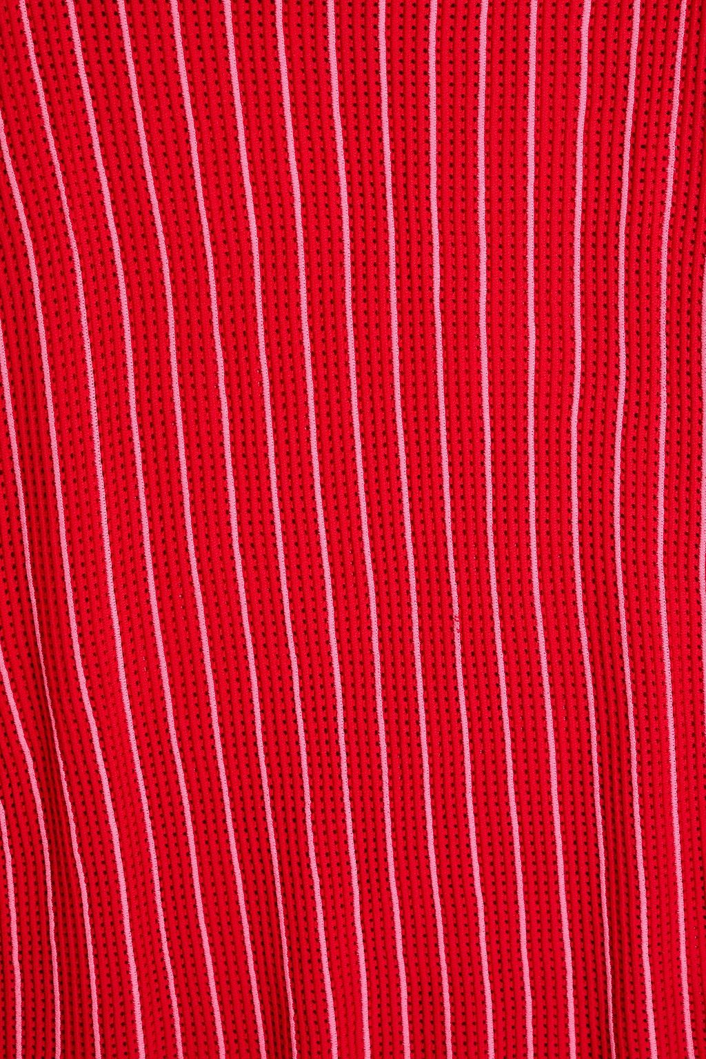 SOLID & STRIPED تنورة متوسطة الطول من نسيج محبوك بنمط البوينتيل وبتصميم مضلع ومخطط