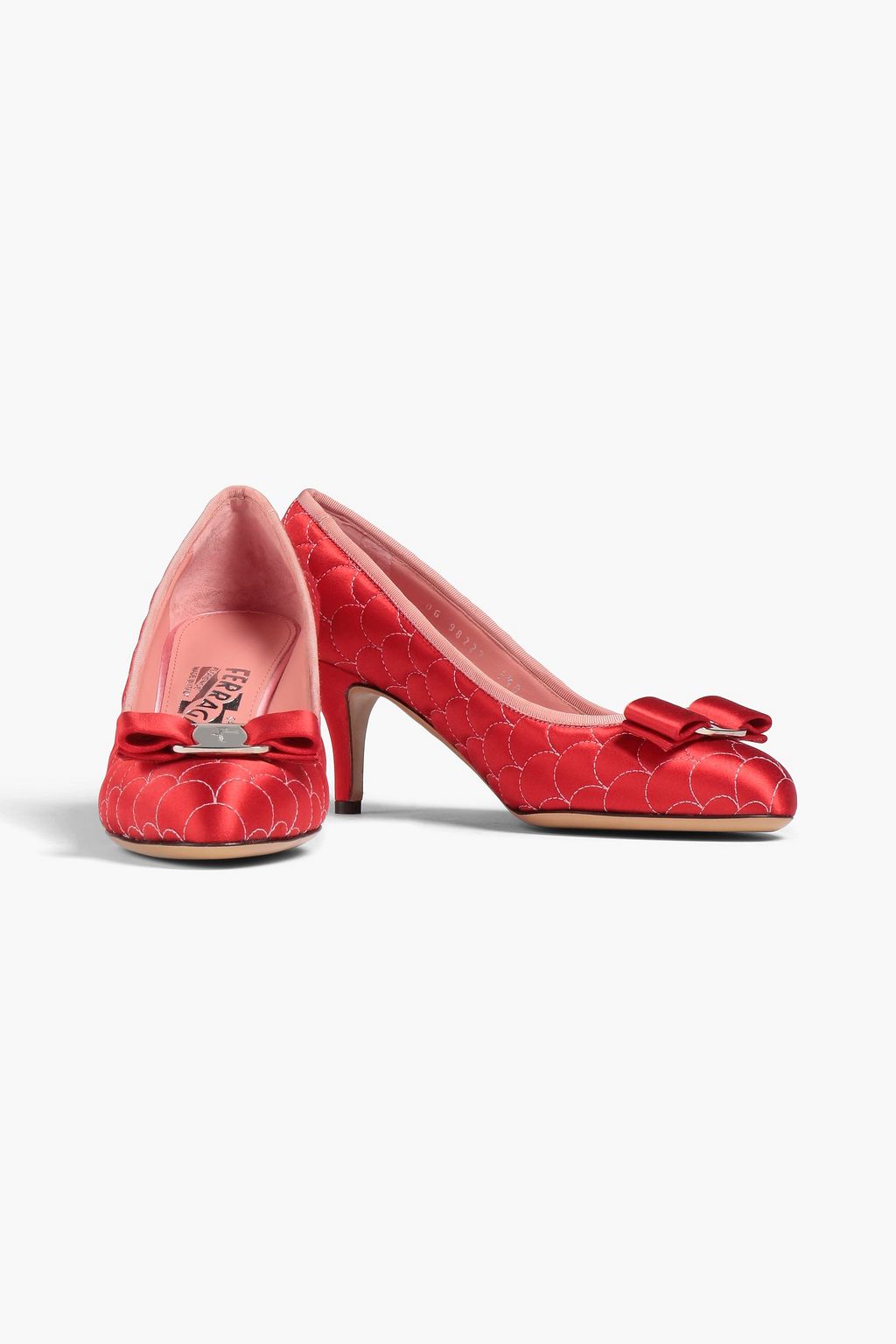 FERRAGAMO Carla embellished satin pumps