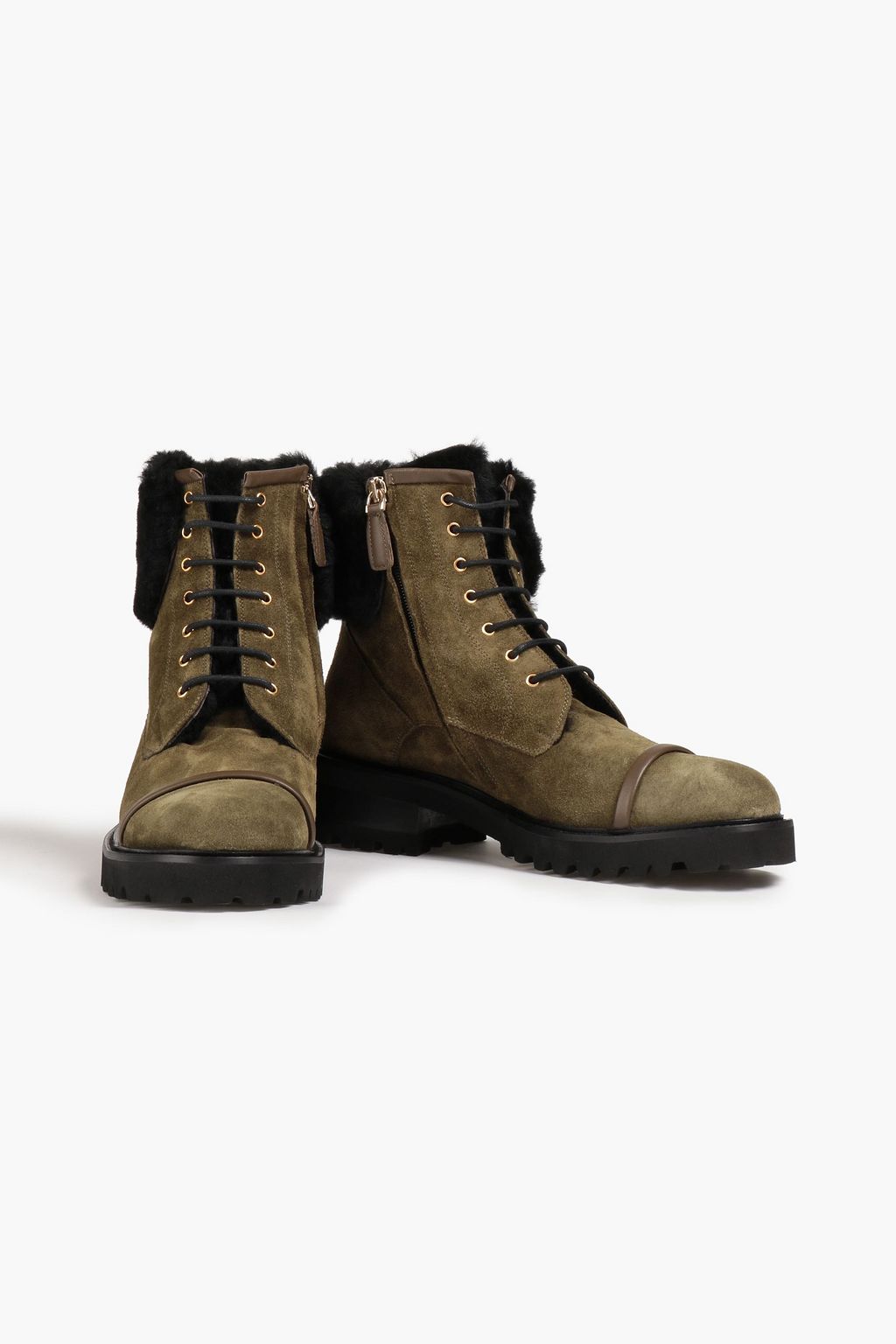 MALONE SOULIERS Barb shearling and suede combat boots