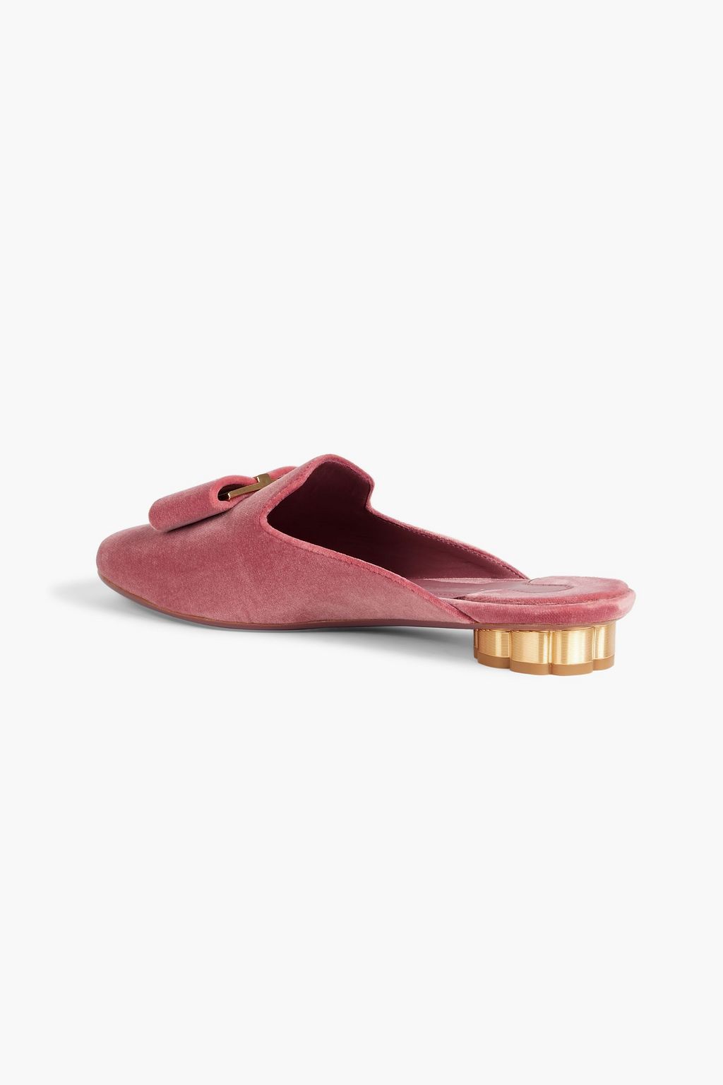 FERRAGAMO Sciacca 보우 장식 벨벳 뮬