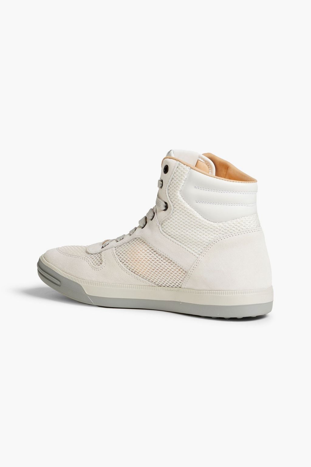 TOD'S Polacco suede, mesh and leather high-top sneakers