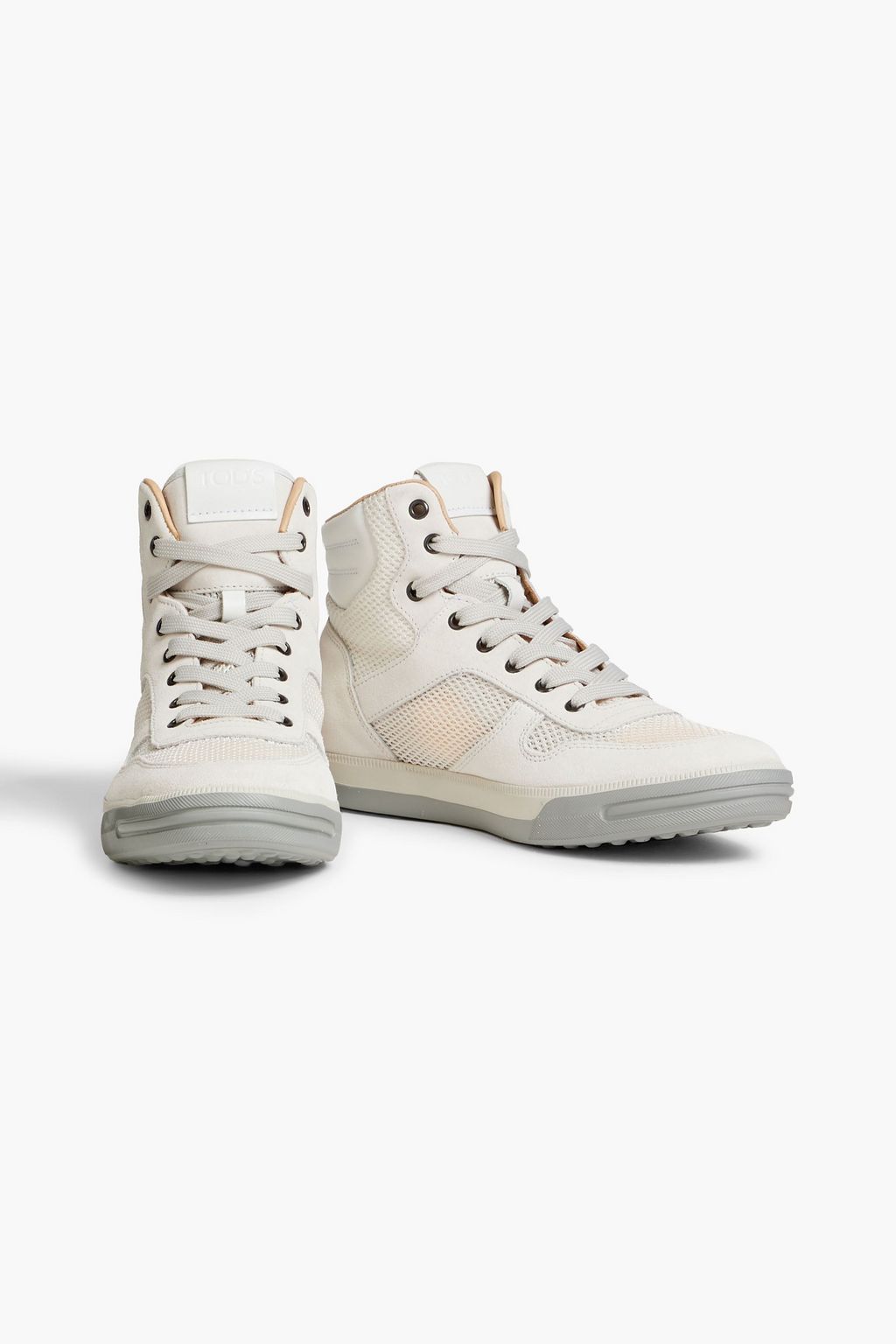 TOD'S Polacco suede, mesh and leather high-top sneakers