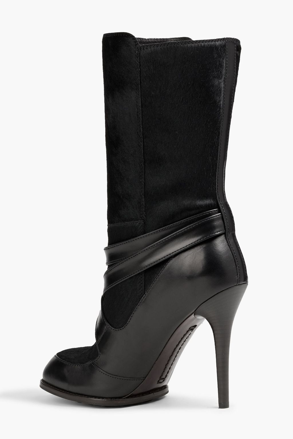 TOD'S Buckled leather and calf hair boots