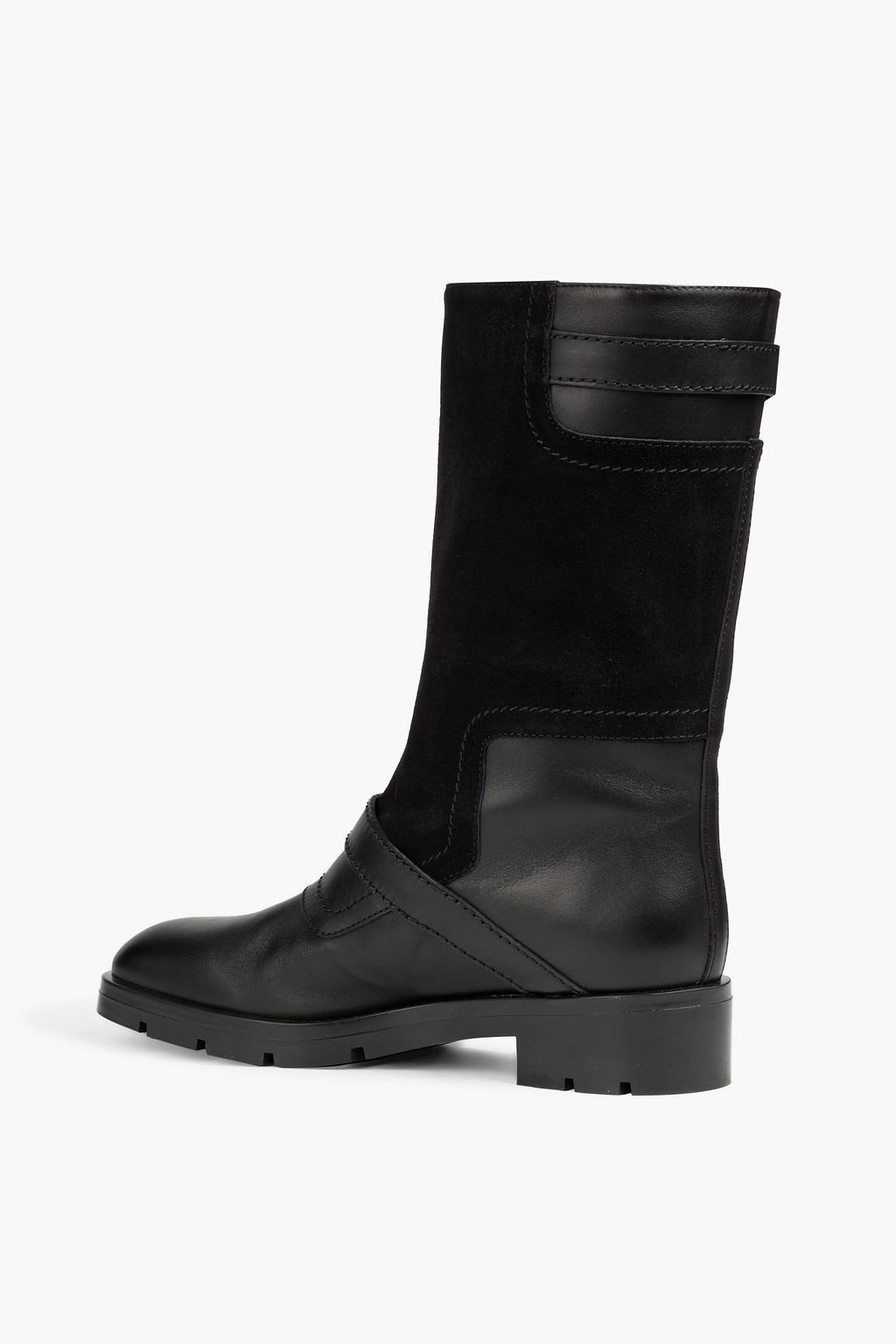 TOD'S Buckled suede and leather boots