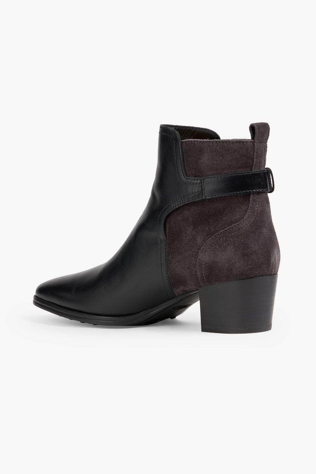 TOD'S Buckled suede and leather ankle boots