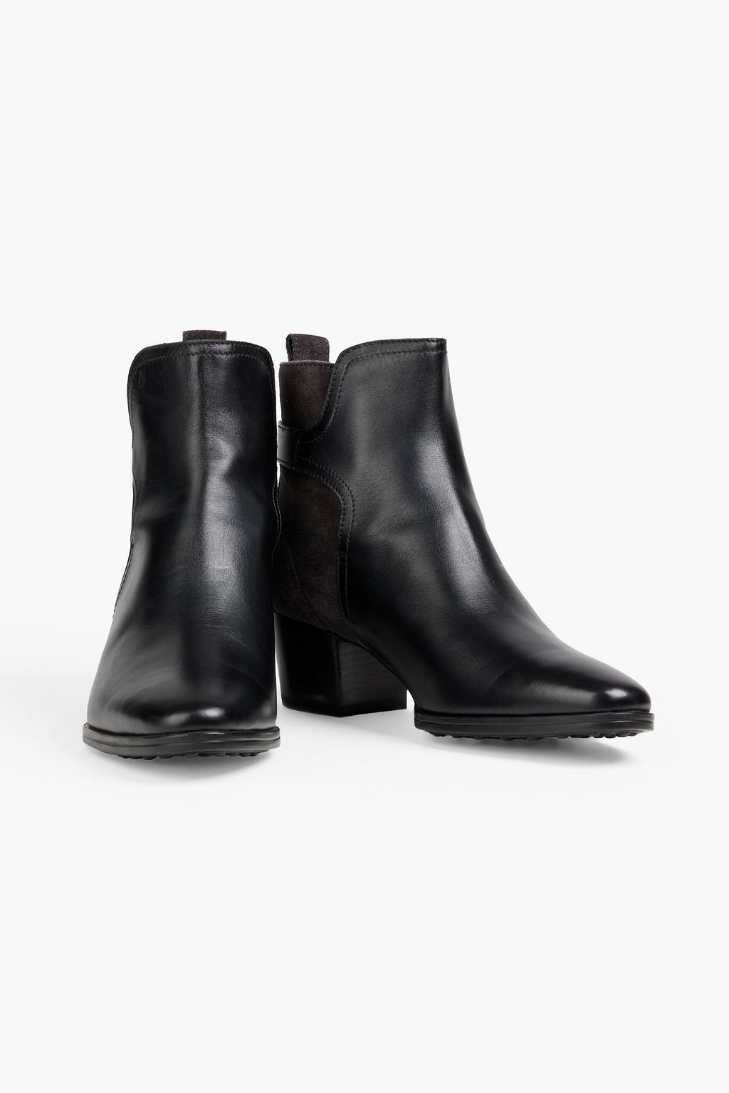 TOD'S Buckled suede and leather ankle boots