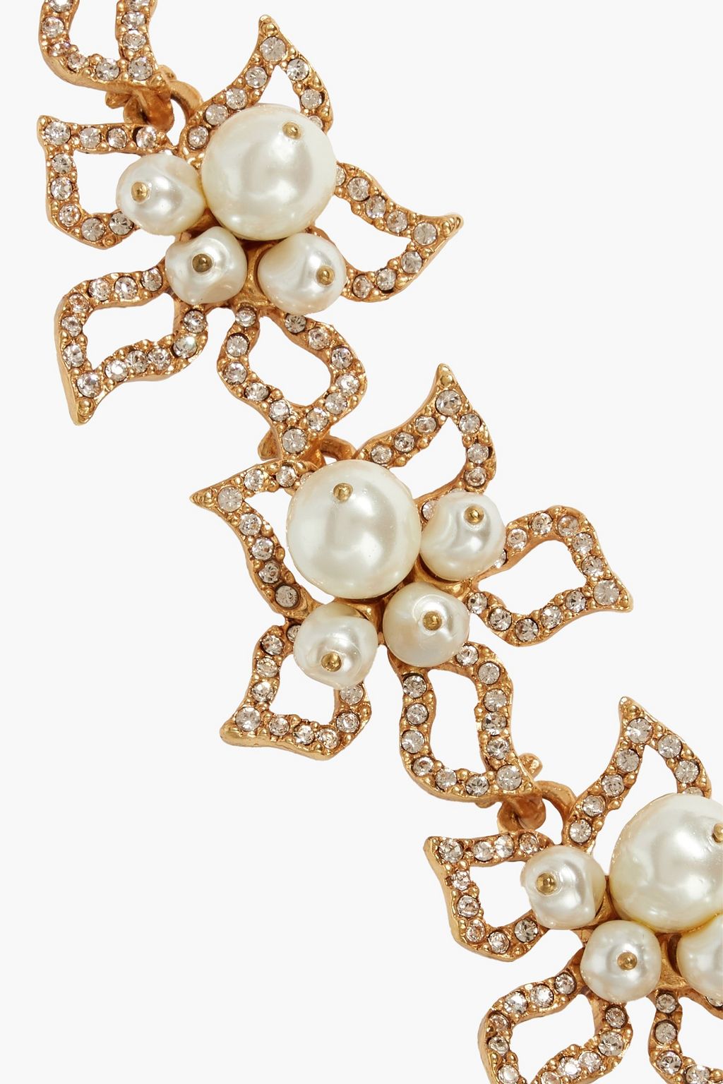 OSCAR DE LA RENTA Gold-tone, crystal and faux pearl bracelet