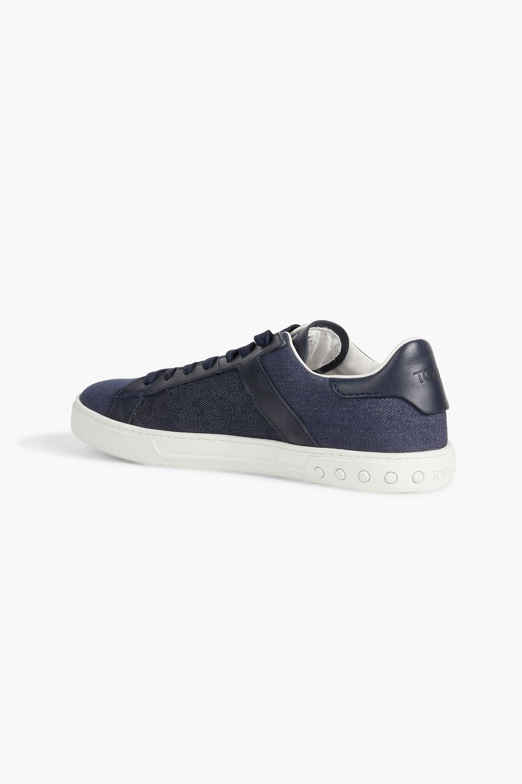 TOD'S Cassetta leather-trimmed denim sneakers
