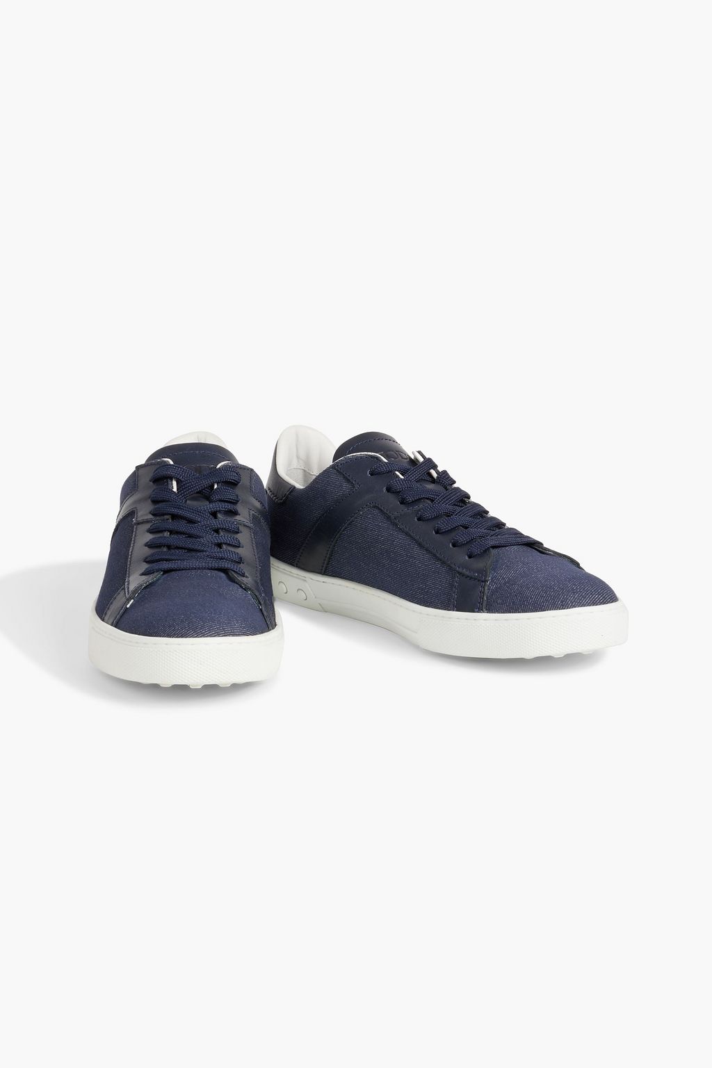 TOD'S Cassetta leather-trimmed denim sneakers