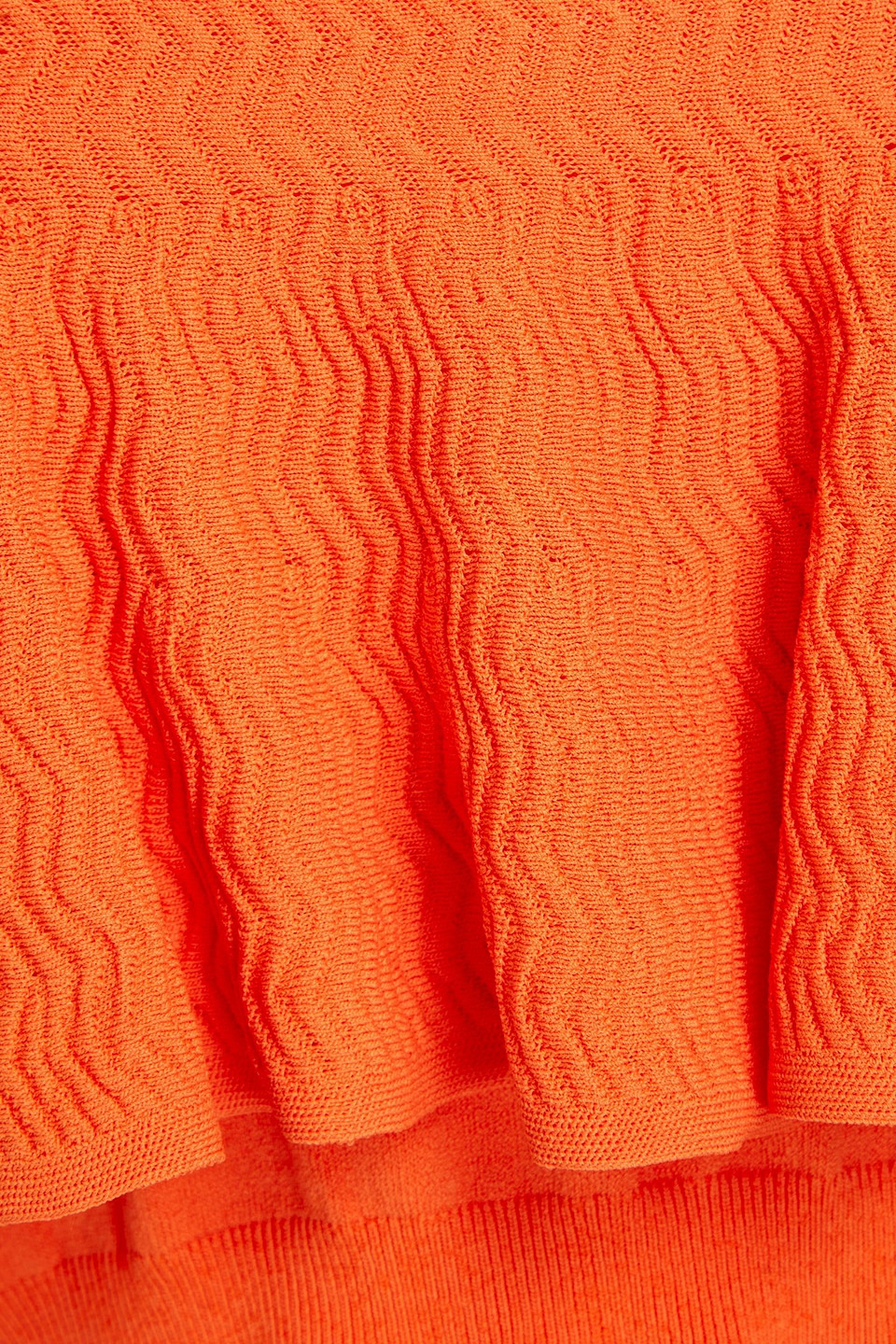 Shop Solid & Striped Cropped Ruffled Crochet-knit Top In Bright Orange