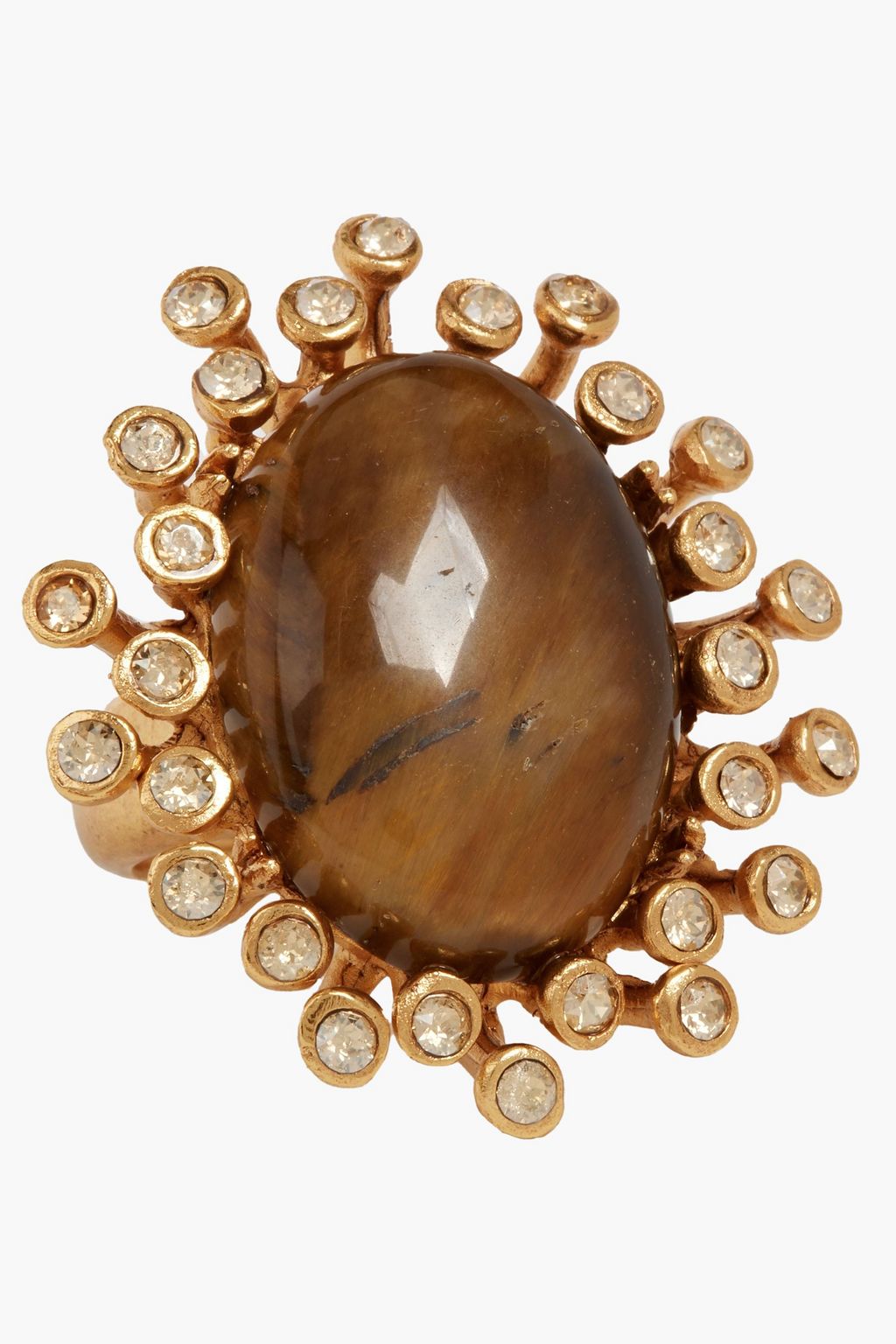 OSCAR DE LA RENTA Gold-tone, crystal and stone ring