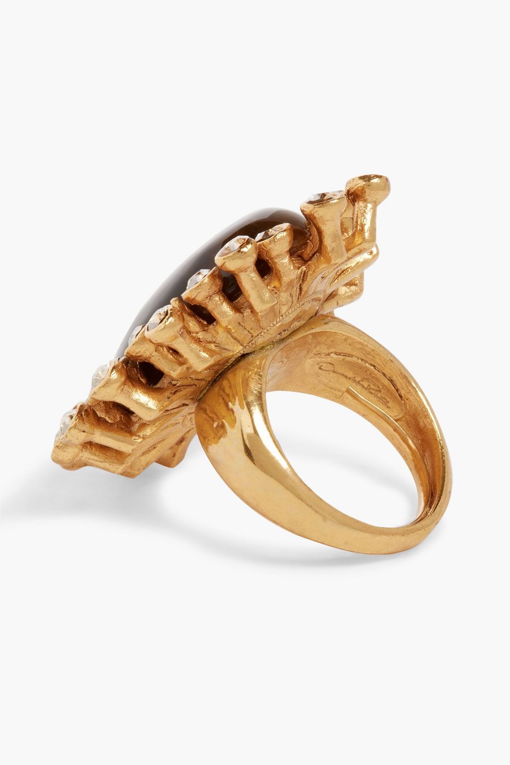 OSCAR DE LA RENTA Gold-tone, crystal and stone ring