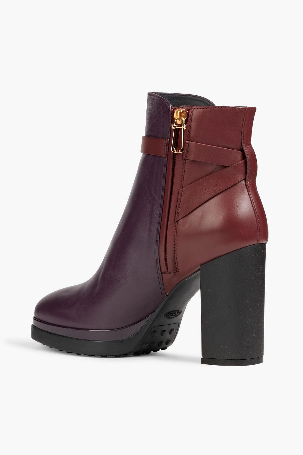 TOD'S Buckled two-tone leather ankle boots