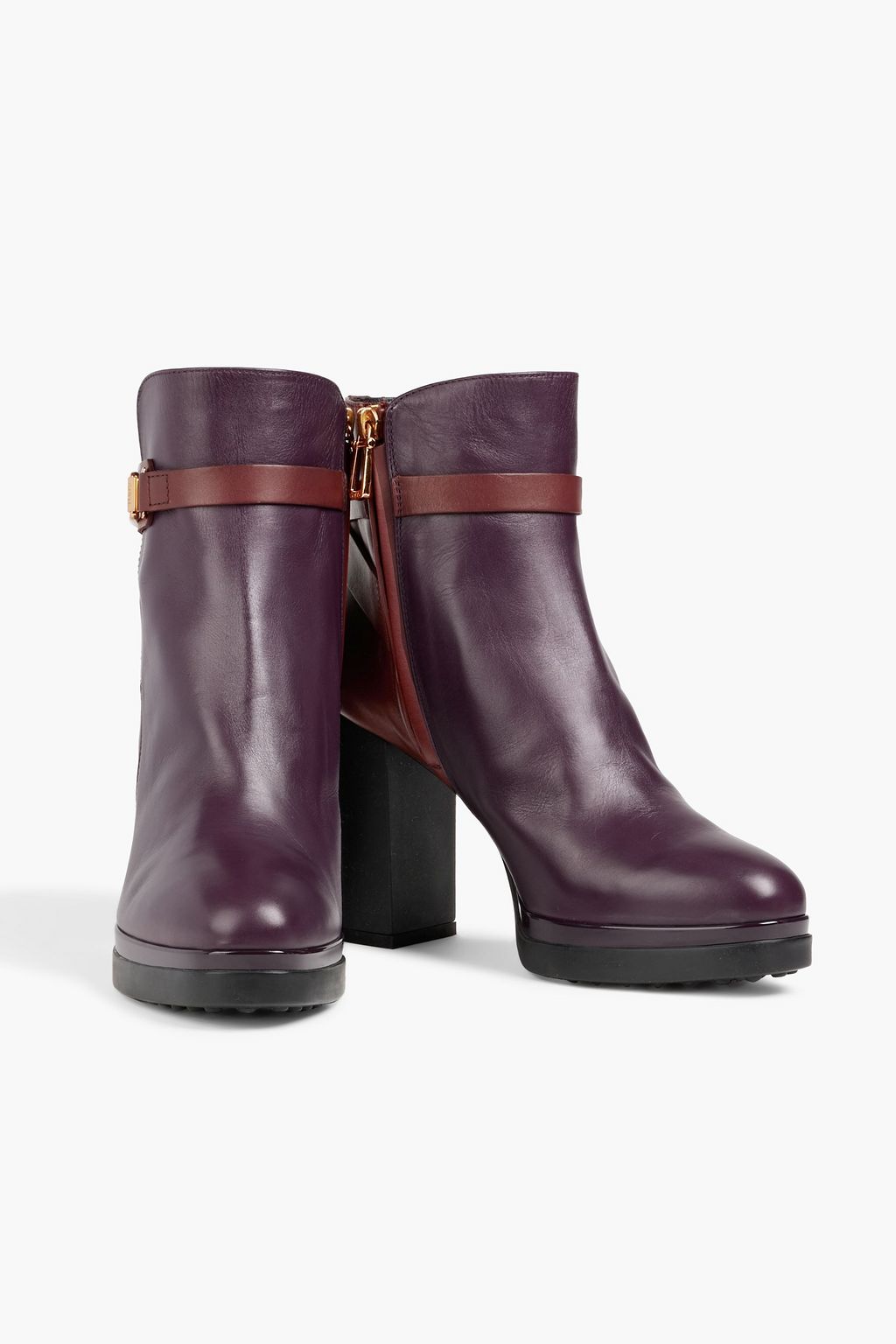 TOD'S Buckled two-tone leather ankle boots