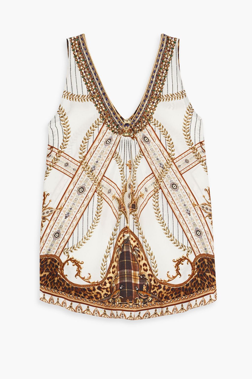 CAMILLA Crystal-embellished printed silk crepe de chine top | THE OUTNET