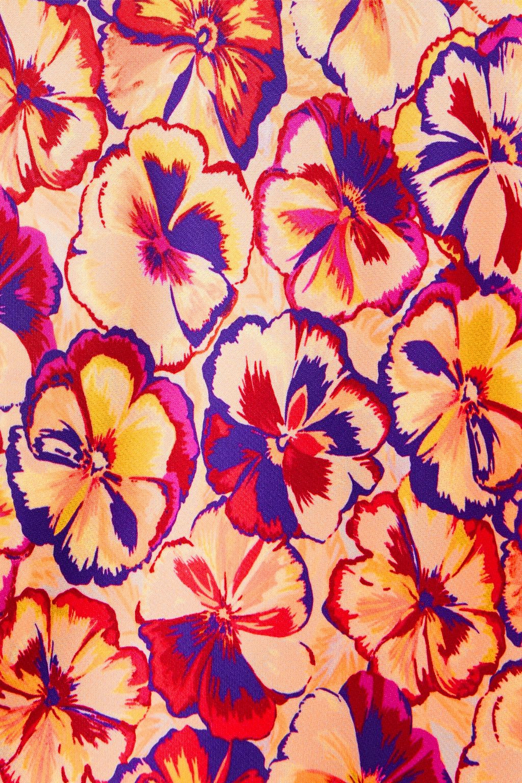 RABANNE Ruffled floral-print satin top