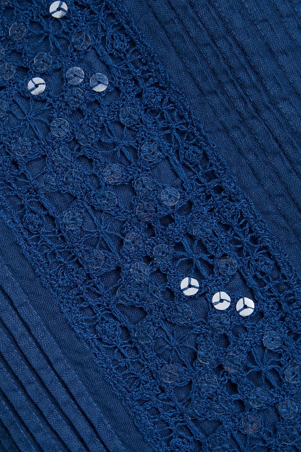 120% LINO Sequin-embellished pintucked linen top