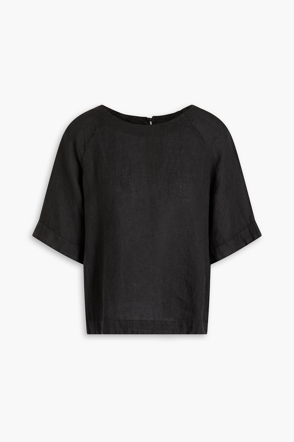120% Linen Top In Black