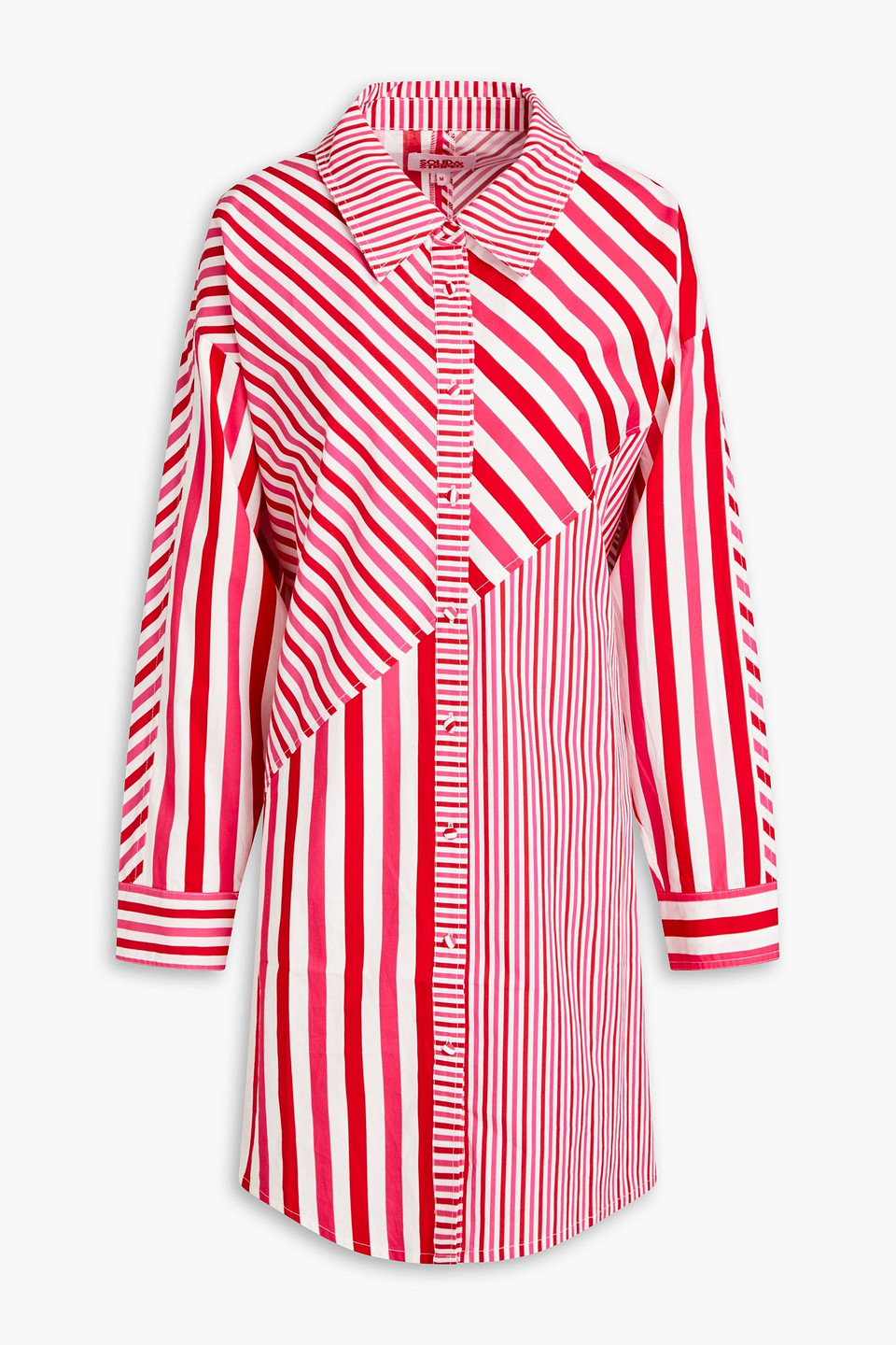 Solid & Striped The Emerson Striped Cotton-poplin Mini Shirt Dress In Red