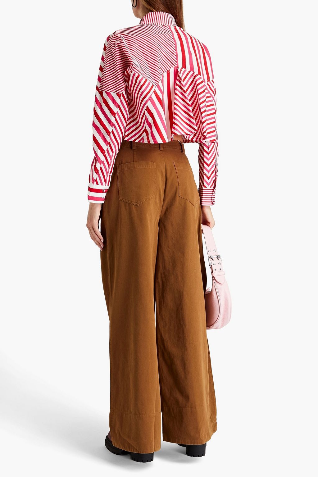 SOLID & STRIPED بنطلون من التويل القطني بقصّة أرجل واسعة