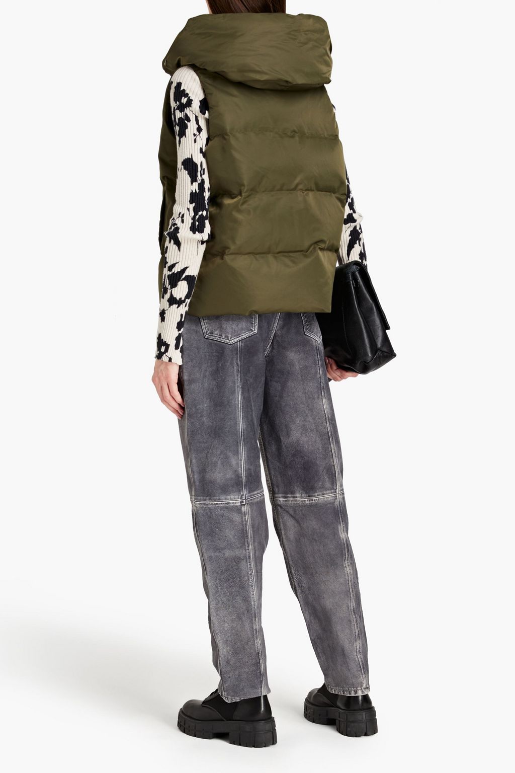 JAKKE Paige quilted faux leather hooded down vest