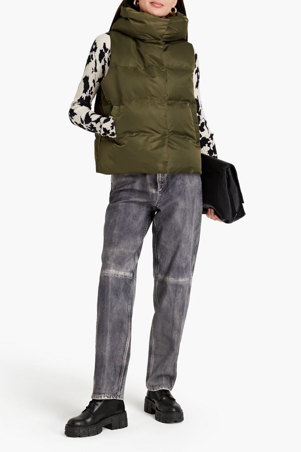 JAKKE Paige quilted faux leather hooded down vest