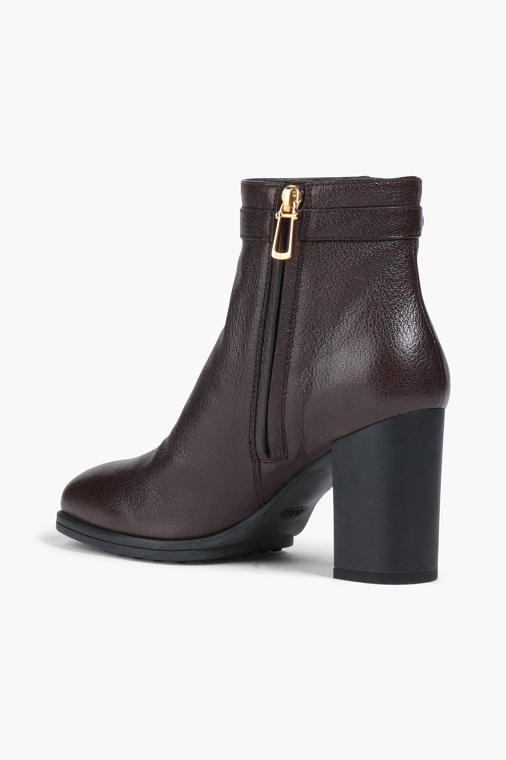 TOD'S Embellished glossed pebbled-leather ankle boots