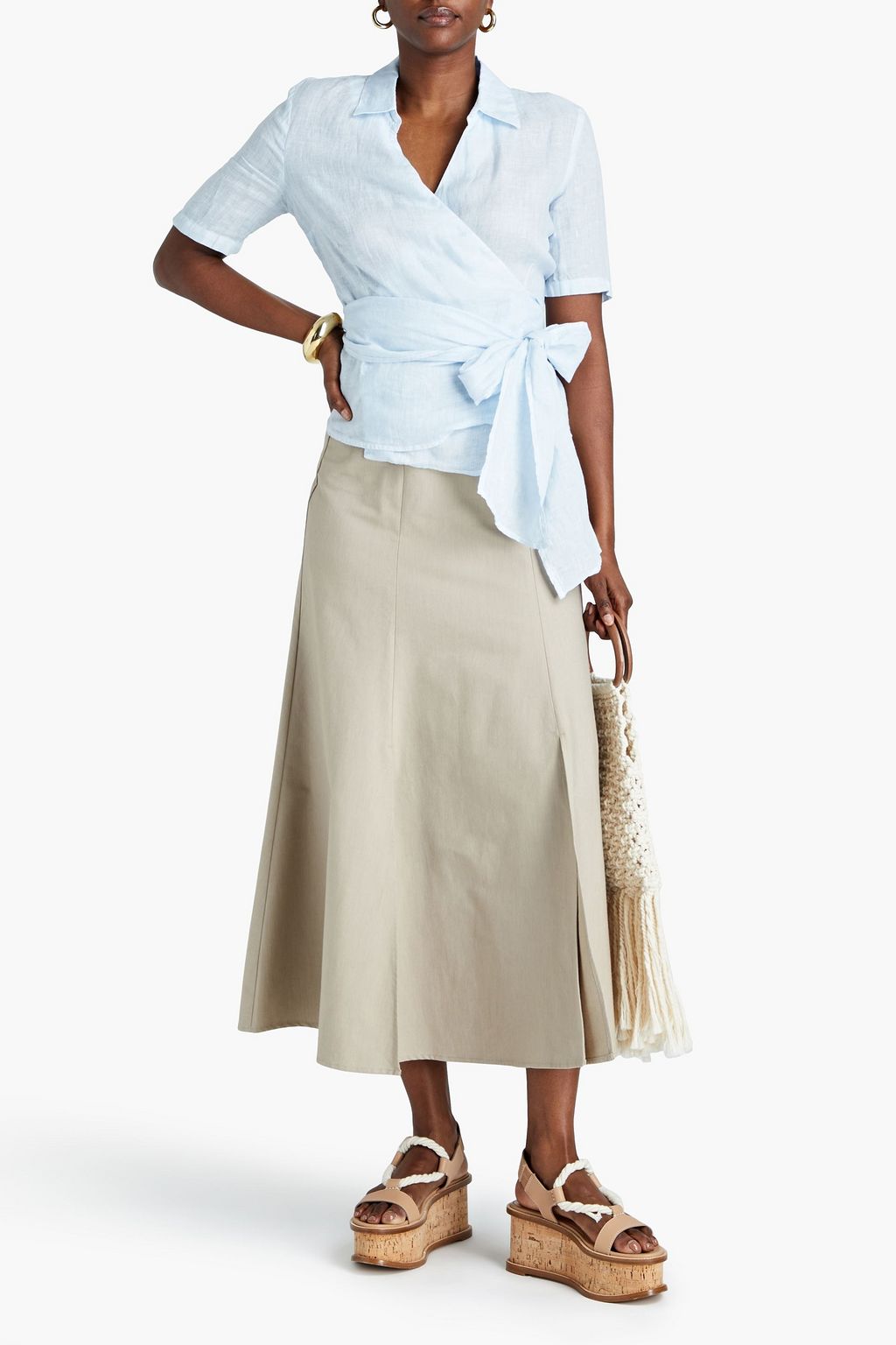 120 LINO Linen wrap top THE