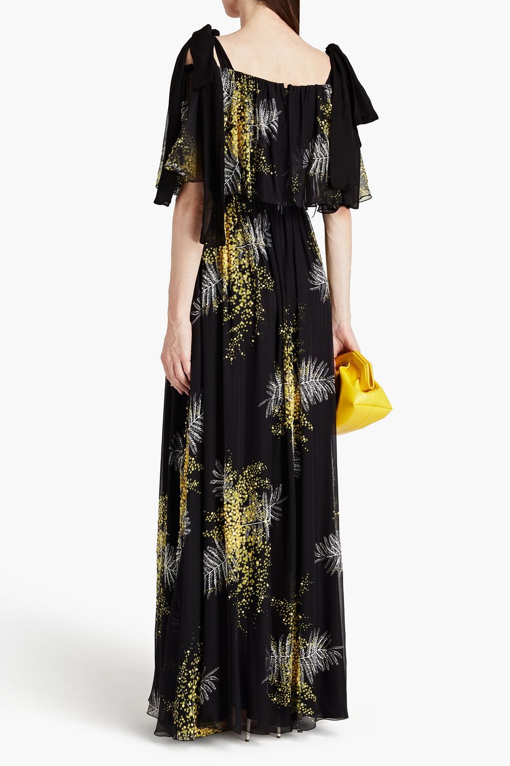 VALENTINO GARAVANI Cold-shoulder printed silk-voile gown